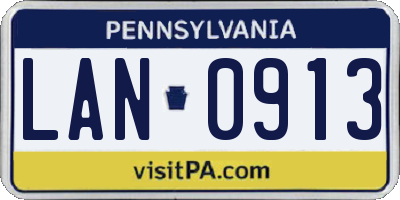 PA license plate LAN0913