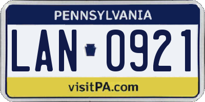 PA license plate LAN0921