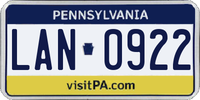 PA license plate LAN0922