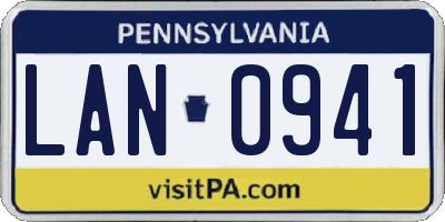 PA license plate LAN0941