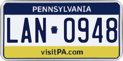 PA license plate LAN0948