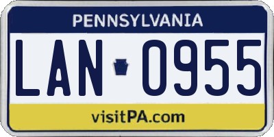 PA license plate LAN0955
