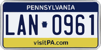 PA license plate LAN0961