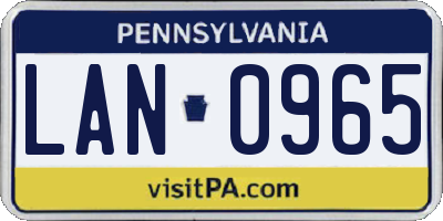 PA license plate LAN0965