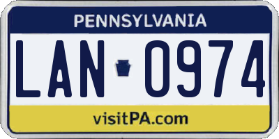 PA license plate LAN0974