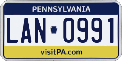PA license plate LAN0991