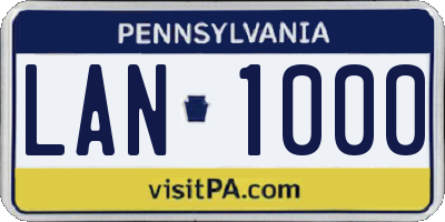 PA license plate LAN1000