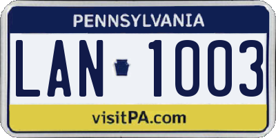 PA license plate LAN1003