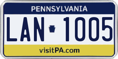 PA license plate LAN1005
