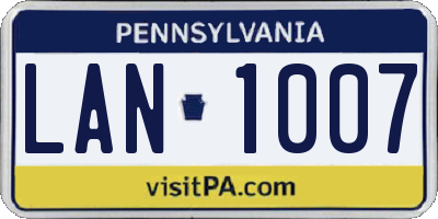 PA license plate LAN1007