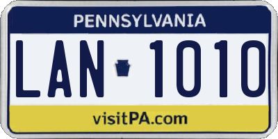 PA license plate LAN1010