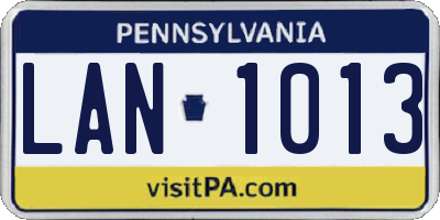 PA license plate LAN1013