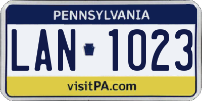 PA license plate LAN1023