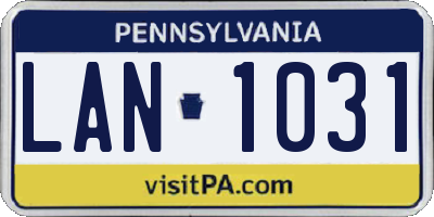 PA license plate LAN1031