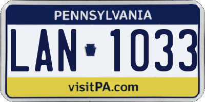 PA license plate LAN1033