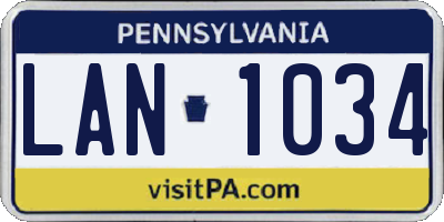 PA license plate LAN1034