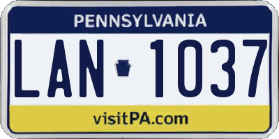 PA license plate LAN1037