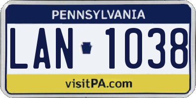 PA license plate LAN1038