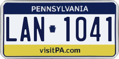 PA license plate LAN1041