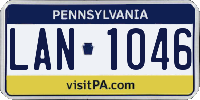 PA license plate LAN1046