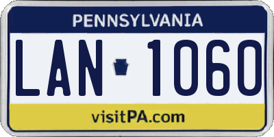 PA license plate LAN1060