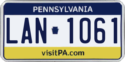 PA license plate LAN1061