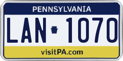 PA license plate LAN1070