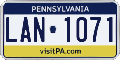 PA license plate LAN1071