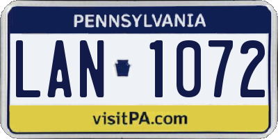 PA license plate LAN1072