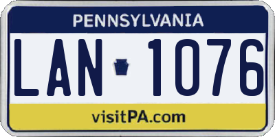 PA license plate LAN1076