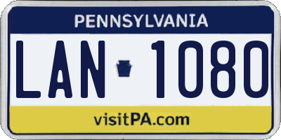 PA license plate LAN1080