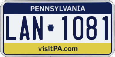 PA license plate LAN1081