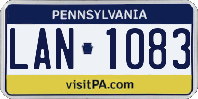 PA license plate LAN1083