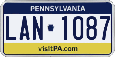 PA license plate LAN1087