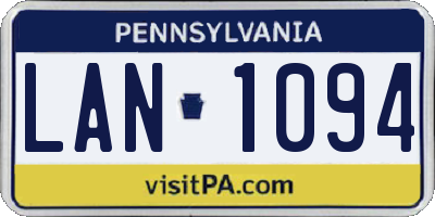 PA license plate LAN1094