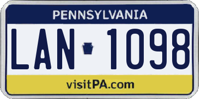 PA license plate LAN1098