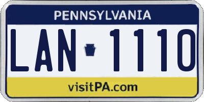 PA license plate LAN1110