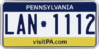 PA license plate LAN1112
