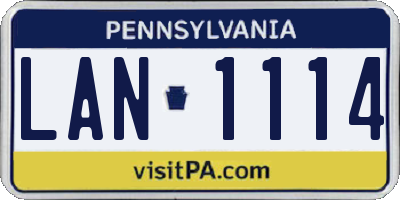 PA license plate LAN1114