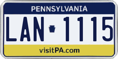PA license plate LAN1115