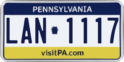 PA license plate LAN1117