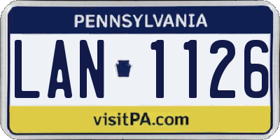 PA license plate LAN1126