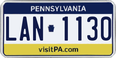 PA license plate LAN1130
