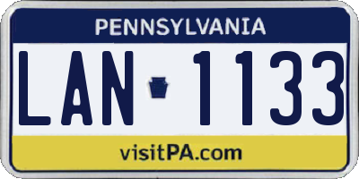 PA license plate LAN1133