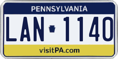 PA license plate LAN1140
