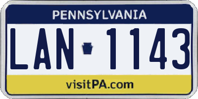 PA license plate LAN1143