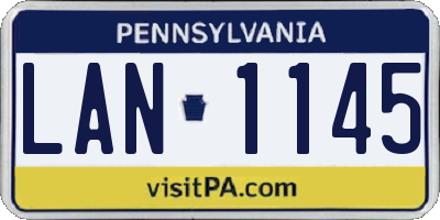 PA license plate LAN1145