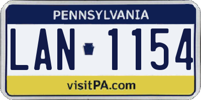 PA license plate LAN1154