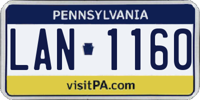 PA license plate LAN1160
