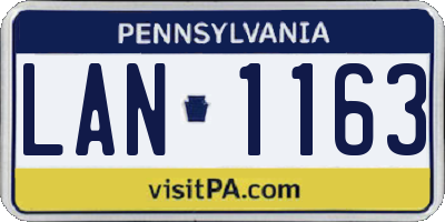 PA license plate LAN1163